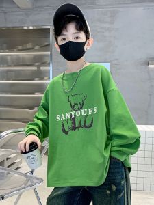 สไตล์ลําลองการ์ตูนพิมพ์หลวมเสื้อยืดเด็กสําหรับชายฤดูใบไม้ผลิ/ฤดูใบไม้ร่วงเส้นใยโพลีเอสเตอร์ความหนาปกติ pullover