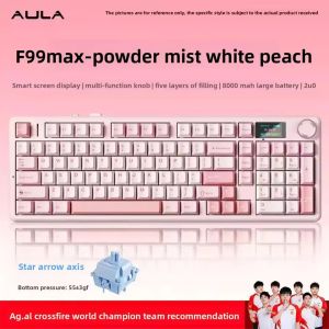 AULA | AULA F99 MAX Tri-Mode Wireless Mechanical Keyboard 8000mAh Battery Smart Screen Knob Hot Swap RGB Custom Software Gaming Office
