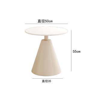 White Coffee Table Side Table Living Room Corner Table Beauty Salon Sofa Side Table Small round Table Creamy Style Tea Table