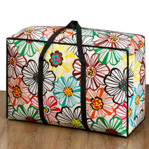 Large Capacity Woven Storage Bag for Clothes And Quilts Moving Household Organizer Dustproof Moisture Proof Cartoon Design for Everyone