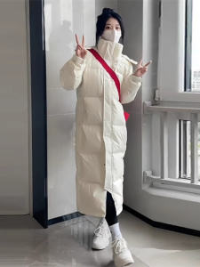 French Style Long Thickened down Cotton Jacket Womens Outerwear Autumn Winter New Design Street Style Coat Korean Version Hat