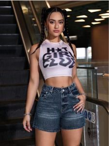Womens High Waisted Acid Wash Denim Shorts Casual Chic Loose Fit Summer Streetwear Retro Y2K Jean Shorts for Daily Wear