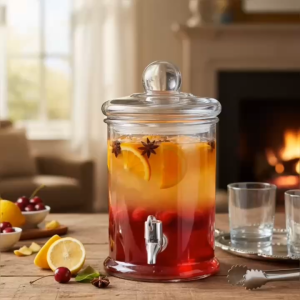 Bình Nước Thủy Tinh Có Vòi 3L - Bình Ngâm Trụ Tròn TT3LV Hoa Quả Detox Bình Đựng Nước Giải Khát Tiệc Buffet
