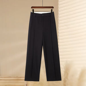 High Waist Wide Leg Wool Silk Suit Pants Women Casual Straight Cut Professional Trousers Spring Autumn New Style Narrow Version