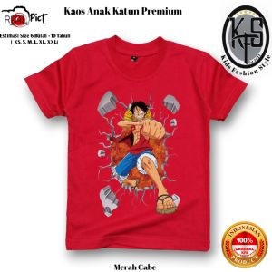 Baju Kaos Anak One Piece Luffy Keren Laki Laki 1 Sampai 10 Tahun Bahan Katun