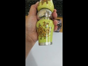 Bandul keramik bunga hijau 1 inci aksesoris stainless steel