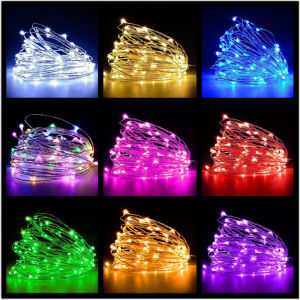 LED String Light 8 Colors Fairy Lights LED Copper Wire Battery Powered for Wedding Party Christmas Decor Holiday Garland Garden