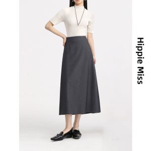 HIPPIE MISS | Hippie Style Tencel Wool A-Line Slimming Autumn Half Skirt