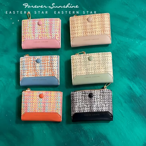 EERSHENSHI  กระเป๋าสตางค์ขนาดเล็กสำหรับผู้หญิง ดีไซน์ทอสีสดใส หนังPUนุ่ม เหมาะสำหรับใช้ในชีวิตประจำวัน