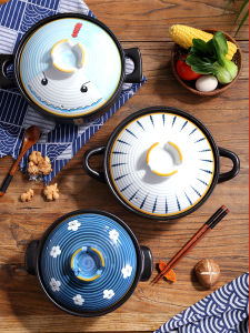 Claypot Rice Casserole Household Small Size Shallow Dry and Non-Cracking High Temperature Resistant Stew Soup Salt Baked Earthenware Pot Gas Stove