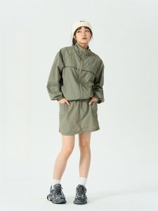 Phong Cách Mỹ Quần Áo Thể Thao Áo Gió Chống Nắng Áo Khoác Ngoài Nữ Mùa Hè Mới Váy Ngắn Quần Áo Bảo Hộ Lao Động Thời Trang Rộng Rãi Bộ Hai Mảnh