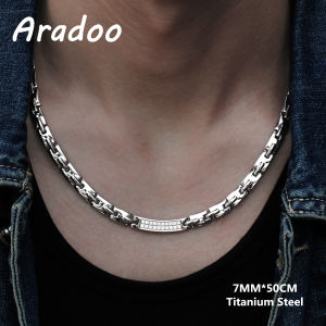 ARADOO Titanium Steel Necklace for Women with Zirconia Crystal Stainless Steel Collar Jewelry Gifts