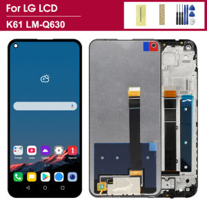 6.53 LCD Display Touch Screen Digitizer Assembly with Frame for LG K61 Q61 LMQ630EAW LM-Q630 Cell Phone Screen Replacement