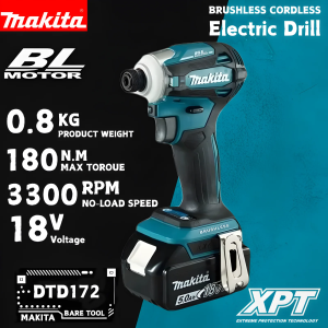 Makita | Makita DTD172 18V Brushless Cordless Impact Driver 180N·m Max Torque Compact LXT Smart Tool for Professional DIY Tasks