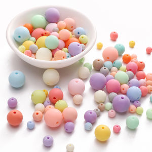 6/8/10/12/14/16mm Acrylic Solid Color Frosted Round Beads For Handmade Bracelet Necklace Earring Keychain DIY Craft Jewelry Making