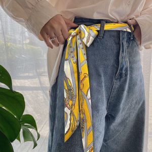 เข็มขัดผ้าริบบิ้นลายดอกไม้ฤดูร้อนสำหรับผู้หญิง เข็มขัดผ้าไหมสำหรับตกแต่งกางเกงยีนส์ เข็มขัดผ้าไหมสำหรับกระโปรง สายรัดเอวสำหรับกระโปรง