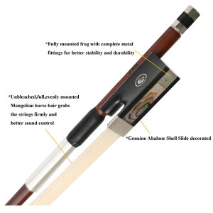 Premium Natural Mongolian Horsehair Octagonal Stick Brazilwood Violin Bow Student Practice Violin Bow