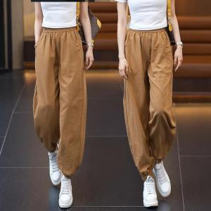 Chinese Style Buttoned Pants Womens Thin High Waist Wide Leg Slimming Trousers Trendy Commute Pocket Long Pants Casual Pants