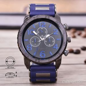 Raynell Jam Tangan Pria - Body Gold  – Gold Dial – Black/Gold Rubber Band - CL-RNY-KRT-11096-BBlue-Black Rubber Band