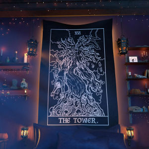 VIKAMA Dark Gothic Tarot Card Lover Tapestry Polyester Trang Trí Tường Cho Phòng Khách Thiền Chủ Đề Bí Ẩn Phòng Tiệc