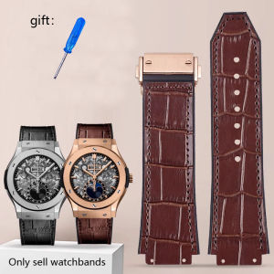 Genuine Leather Watch Strap For HUBLOT Big Bang Series Bottom Silicone Watch Bracelet Watch accessories 25mmX19mm With tools