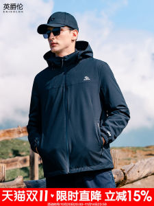 Enjeolon Mens Outdoor Climbing Jacket Color Block Splicing Hooded Coat Autumn Winter Outerwear Cycling Windbreaker Youth Fashion