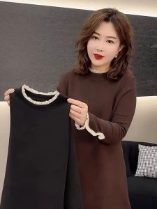 HUAXUNRAN | Fat Concealing Mid High Collar T-Shirt for Women