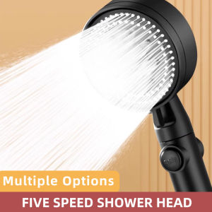 One-Key Stop Water  Shower Head 5 Mode Adjustable High Pressure Water Saving Hand-Held  Shower Head Bathroom Shower Nozzle