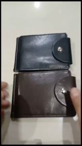 Cuikca Dompet Uang Lipat Jepit Kekinian Model Baru HF007 Bahan Kulit PU Kilat Lilin Tebal Muat Banyak