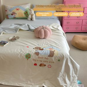 BEIPIN | Cute Cat Summer Washed Cotton Lightweight Quilt