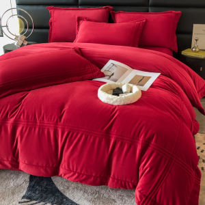 High-Quality Wedding Double-Sided Thickened Milk Velour Bedding Set