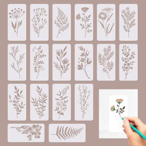 Wildflower Stencils Flower Leaf Painting Stencils Reusable DIY Crafts Stencil for Painting on Wood Wall Door Canvas Home Decor