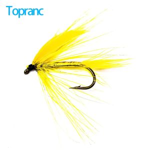 Topranc Hand Tied Yellow Dry Fly Fishing Lure Feather Artificial Insect Bait Fly Tackle for Trout Salmon Freshwater Fly Fishing