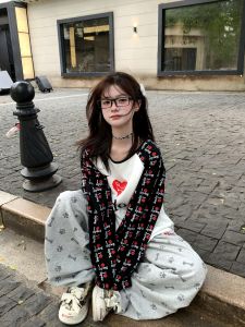 Áo Thun Dài Tay Cổ Tròn in Hình Trái Tim Phong Cách Mỹ Cổ Điển Cho Nữ Mùa Thu Áo Sơ Mi Rộng Rãi in Họa Tiết Tay Dài Dáng Rộng