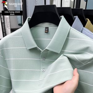 TUCANO | Áo Polo Sọc Lụa Bóng Mới Hè Cổ Trụ