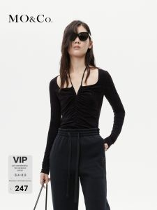 MO&Co. | Structural Design Tie-Neck Gathered Waist Fitted Top