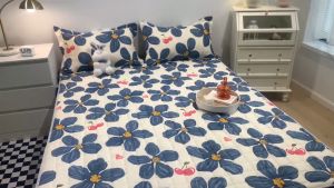 Mattress Protector Cover Single/Double/Queen/King Cotton Fitted Bedsheet Thicken Quilted Mattress Bedspread Flower Bedding