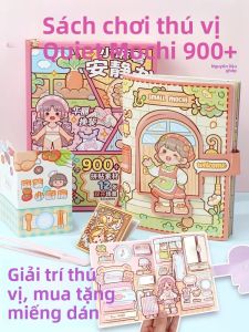 MONLEYTA | Đồ chơi thủ công cho bé gái DIY Trang phục công chúa 3D Đồ chơi sách không cần cắt Chất liệu dán hình ảnh cổ điển