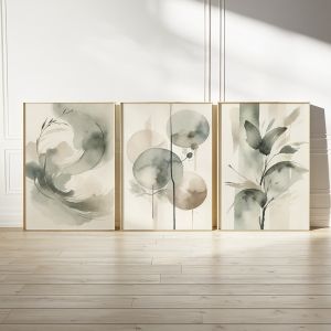 3pcs Frameless Abstract Plant Watercolor Painting Cloth Modern Minimalist Printmaking Living Room Bedroom Wall Art Decoration