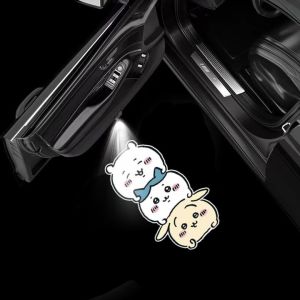Chiikawas Usagi Wireless Car Door Welcome Light Auto Sensor Ground Projector Lamp Kawaii LED Projection Light Vehicle Decor