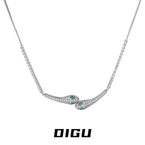 Digu Snake Shaped Necklace Short Style Full of Diamonds Luxury Sensation Year of Snake Unique Design Clavicle Chain Fashion Jewelry
