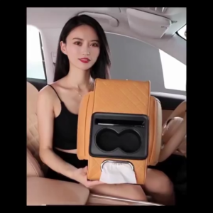 PU Leather Car Center Console Cushion Pad 3-IN-1 Armrest Box Pad Tissue Box Armrest Cushion Cover Organizer