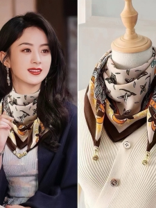Magnetic Clasp Silk Scarf Womens Autumn Winter Versatile Neck Protection Scarf Neck Warmer Windproof New 2025 Warm Scarf Cold Proof