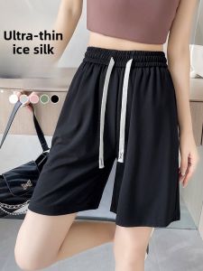 YAMIANNV | Ultra-Thin Ice Silk Sports Shorts Women Plus Size Summer High Waist Slimming Drapey Lightweight Loose Comfortable Five-Quarter Length