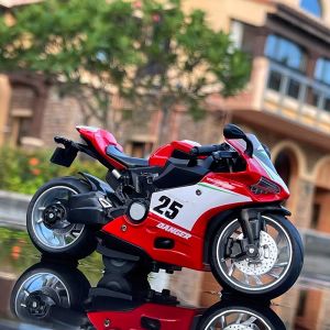 Ducati Motorcycle Alloy Model Sound And Light Racing Car Pullback Toy for Boys Children Collectible Static Model Metal Toy