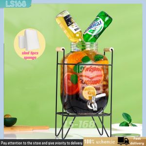 8L water jar glass juice drink glass jar dispenser with faucet and stand juicer drink jug