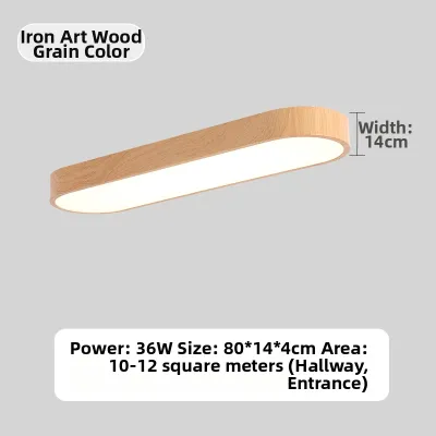 HUOHUAQIU | Thin Woodgrain Long LED Ceiling Light for Home Areas