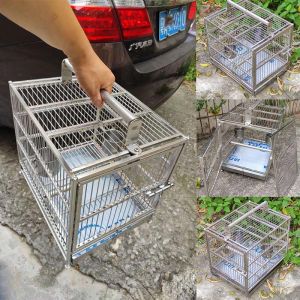 Stainless Steel Parrot Cage Outdoor Portable Large Size for Small Parrots And Coscorba Square Carrying Cage Pet Supplies