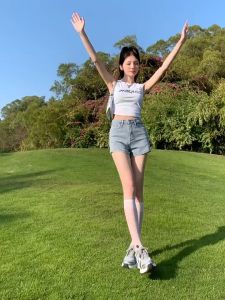 American Retro Light Blue Denim Shorts: Women's Summer Thin Denim Shorts