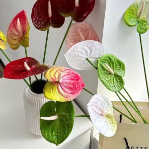 5Pcs Multicolor Single-Stem 3D-Printed Plastic Anthurium Artificial Flower For Home Living Room Bedroom Decorations Flower Arrangement